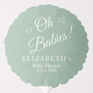 Oh Babies Sage Green Twin Baby Shower Balloon