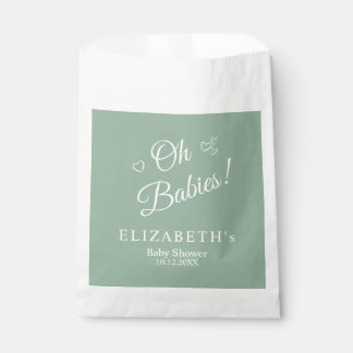 Oh Babies Sage Green Twin Baby Shower Favor Bags