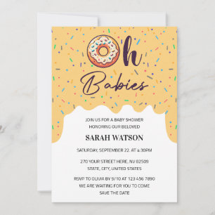 Oh Babies Sprinkle Donut Twins Baby Shower Invitation