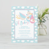 Oh Babies! Stork twin Baby Shower Invitation (Standing Front)