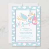 Oh Babies! Stork twin Baby Shower Invitation (Front)
