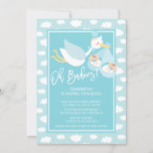 Oh Babies! Stork twin boys Baby Shower Invitation (Front)