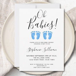 Oh Babies Twin Boys Baby Shower Invitation