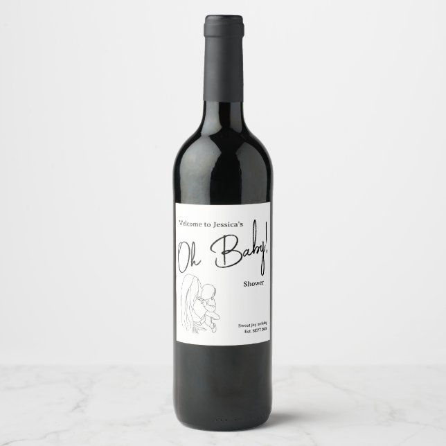 "Oh Baby!" 2024 baby shower Wine Label (Front)
