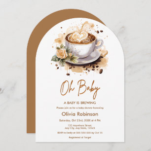 Oh Baby A Baby is Brewing Brown Coffee Baby Shower Invitation