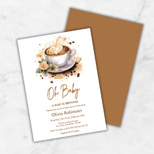 Oh Baby A Baby is Brewing Brown Coffee Baby Shower Invitation