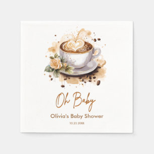 Oh Baby A Baby is Brewing Brown Coffee Baby Shower Napkins