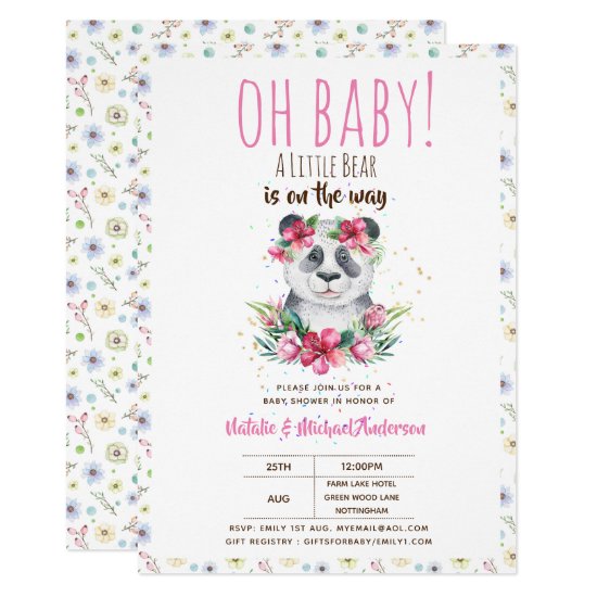 Oh Baby A Little Bear Is On The Way Panda Shower Invitation