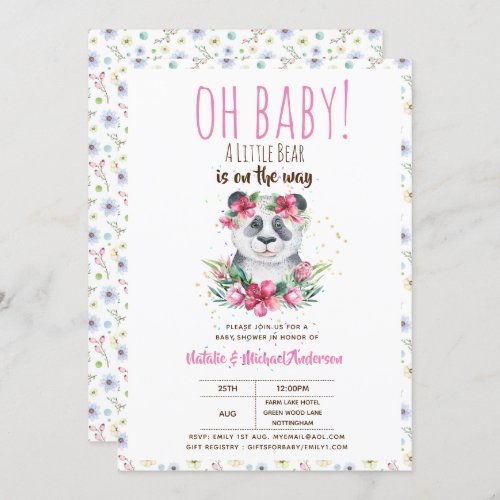 Oh Baby A Little Bear Is On The Way Panda Shower Invitation