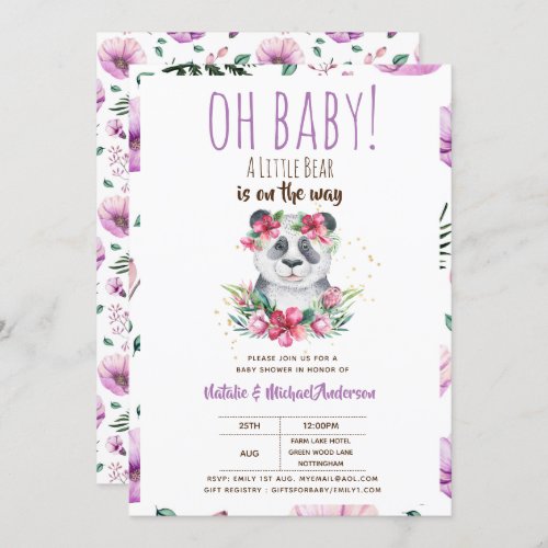 Oh Baby A Little Bear Is On The Way Panda Shower Invitation