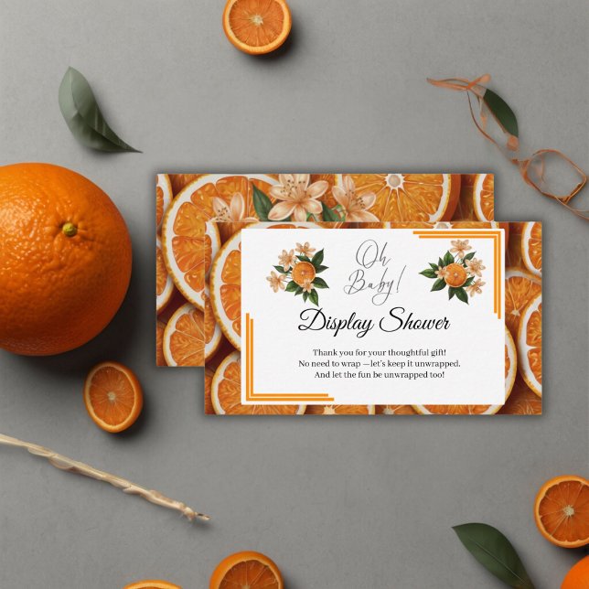 Oh Baby A Little Cutie Orange Citrus Baby Shower Enclosure Card (Creator Uploaded)