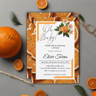 Oh Baby A Little Cutie Orange Citrus Baby Shower Invitation