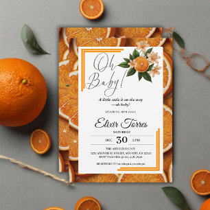 Oh Baby A Little Cutie Orange Citrus Baby Shower Invitation