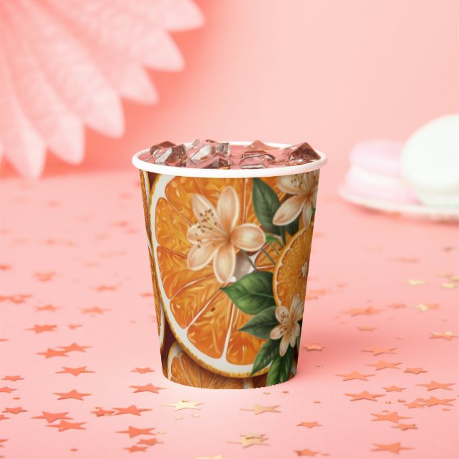Oh Baby A Little Cutie Orange Citrus Baby Shower Paper Cups (Insitu)