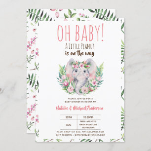Oh Baby A Little Peanut Boho Elephant Baby Shower Invitation