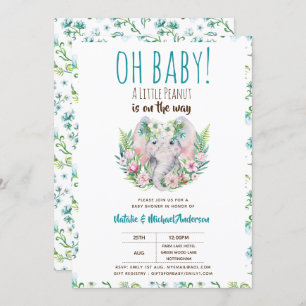 Oh Baby A Little Peanut Boho Elephant Baby Shower Invitation