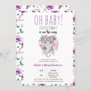 Oh Baby A Little Peanut Elephant Baby Shower Boho Invitation