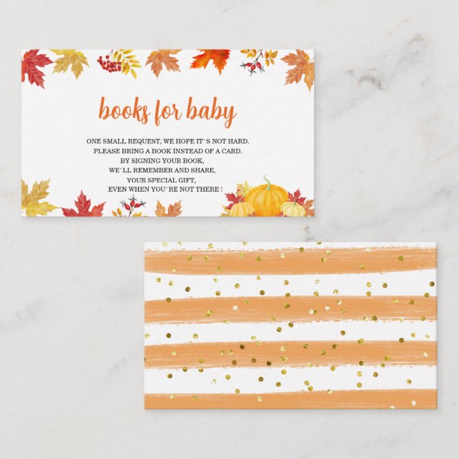 Oh Baby A little pumpkin is on the way baby shower Enclosure Card (Front/Back)