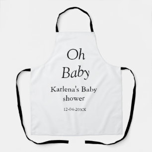 Oh baby add name baby shower date simple minimal t apron
