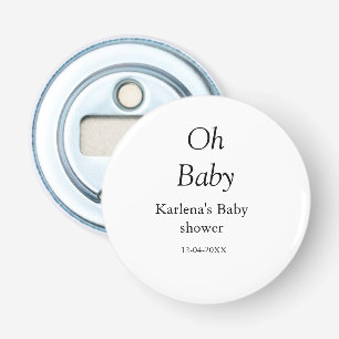 Oh baby add name baby shower date simple minimal t bottle opener