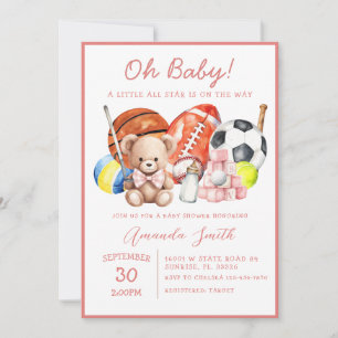 Oh Baby ALL STAR SPORT Baby Shower Invitation