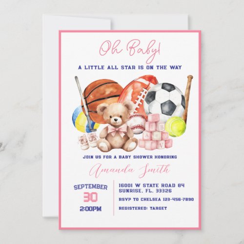 Oh Baby ALL STAR SPORT Baby Shower Invitation