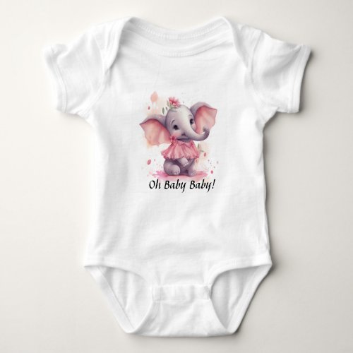 Oh Baby Baby Baby Elephant  One Piece Bodysuit   