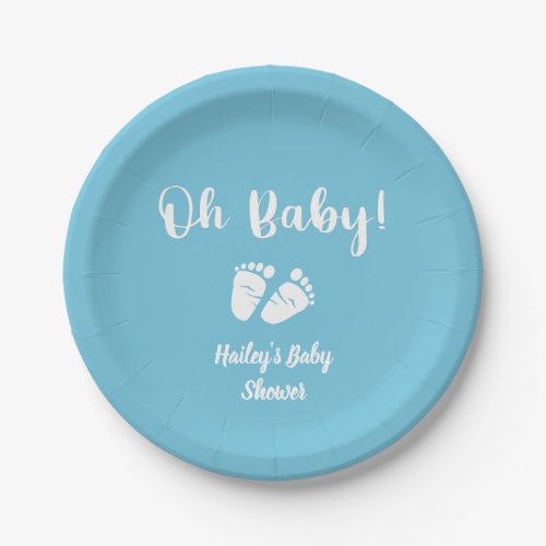 Oh Baby  Baby Feet Blue Baby Boy Shower Paper Plates