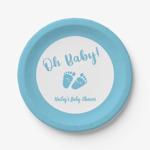 Oh Baby Baby Feet Blue Boy Baby Shower Paper Plates