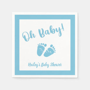 Oh Baby Baby Feet Boy Blue Baby Shower Napkins
