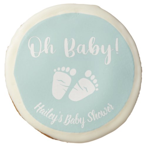 Oh Baby Baby Feet Mint Green Baby Shower Sugar Cookie