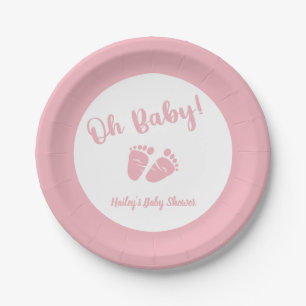 Oh Baby Baby Feet Pink Girl Baby Shower Paper Plates