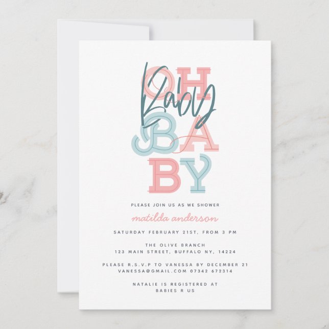 Oh baby baby modern baby shower party (Front)