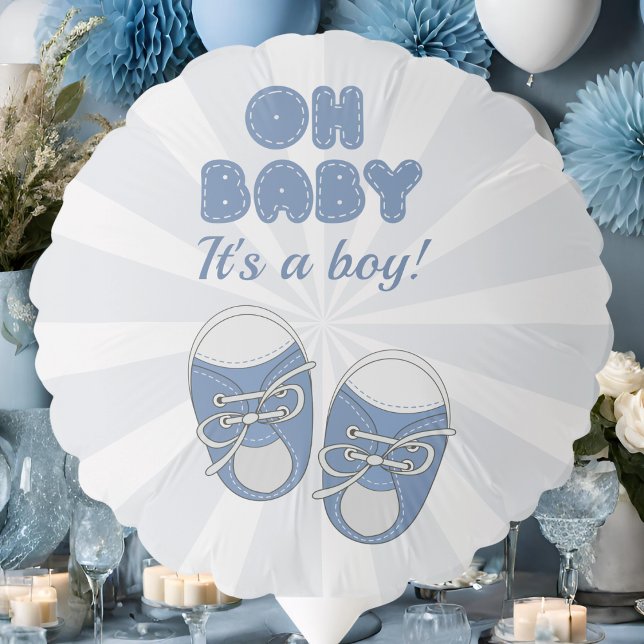 Oh Baby | Baby Shoes Dusty Blue Boy Baby Shower  Balloon (Creator Uploaded)