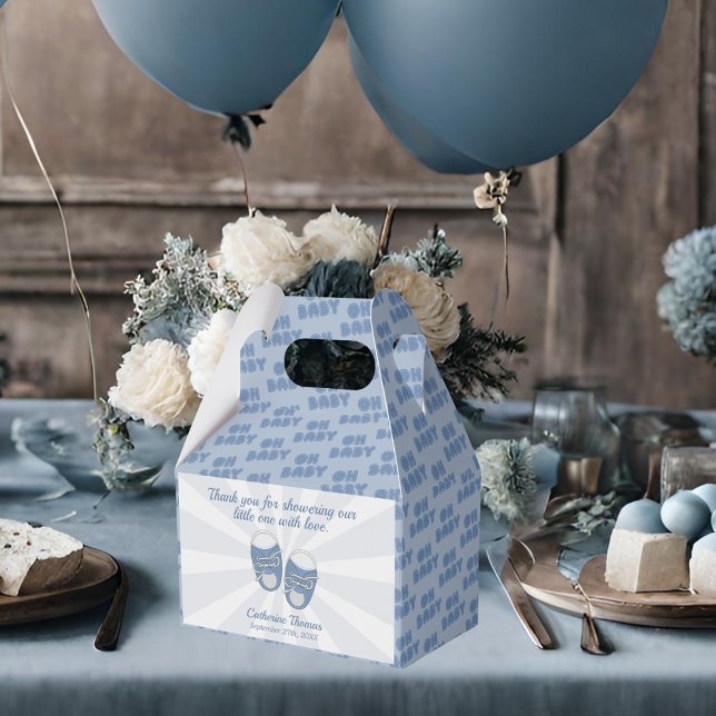 Oh Baby | Baby Shoes Dusty Blue Boy Baby Shower  Favor Boxes (Creator Uploaded)