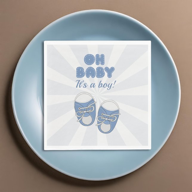 Oh Baby | Baby Shoes Dusty Blue Boy Baby Shower  Napkins (Creator Uploaded)