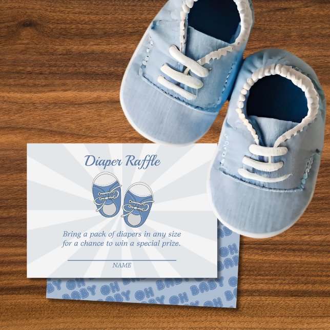 Oh Baby | Baby Shoes Dusty Blue Boy Diaper Raffle Enclosure Card (Creator Uploaded)