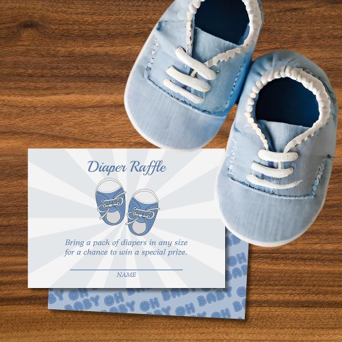 Oh Baby  Baby Shoes Dusty Blue Boy Diaper Raffle Enclosure Card
