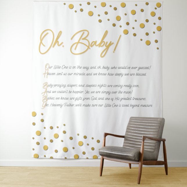 Oh, Baby! Baby Shower Backdrop-XL Tapestry (In Situ)