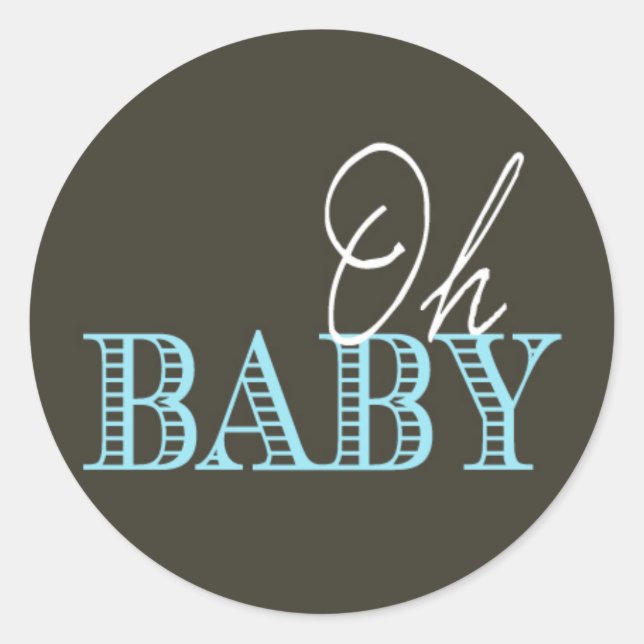 Oh Baby | Baby Shower Classic Round Sticker (Front)
