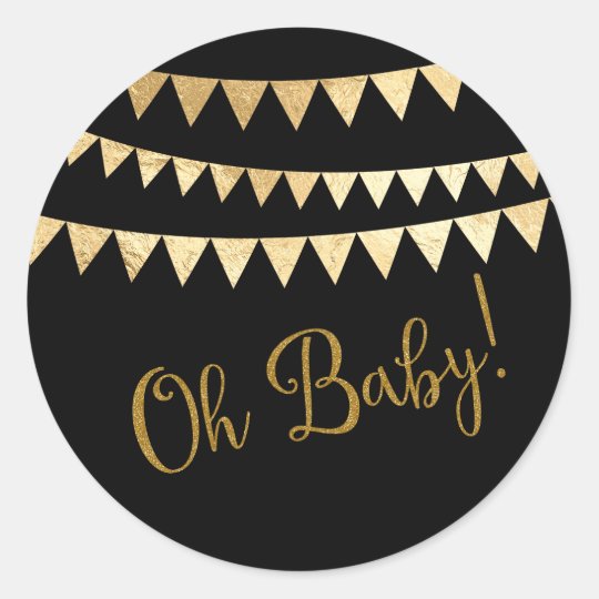 Oh Baby Baby Shower Classic Round Sticker Zazzle Com