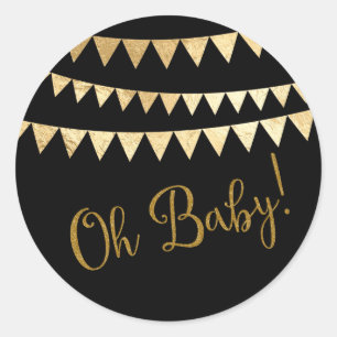 Oh Baby Baby Shower Classic Round Sticker