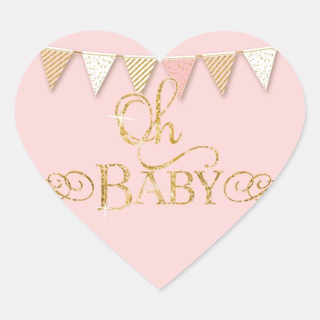 OH BABY!  Baby Shower Favor Sticker Banner Pennant (Front)