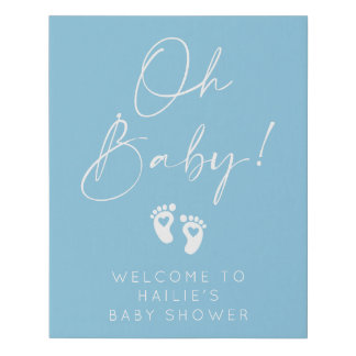 Oh Baby! Baby Shower Gender Reveal Faux Canvas Print