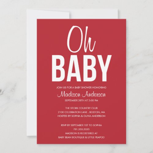 OH BABY  BABY SHOWER INVITATIONS