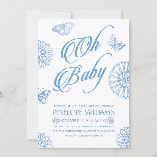 Oh Baby  Baby Shower Invitations  Boy Blue