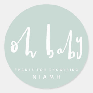 Oh baby, baby shower party thank you stickers
