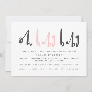 Oh baby baby twin baby shower invitation