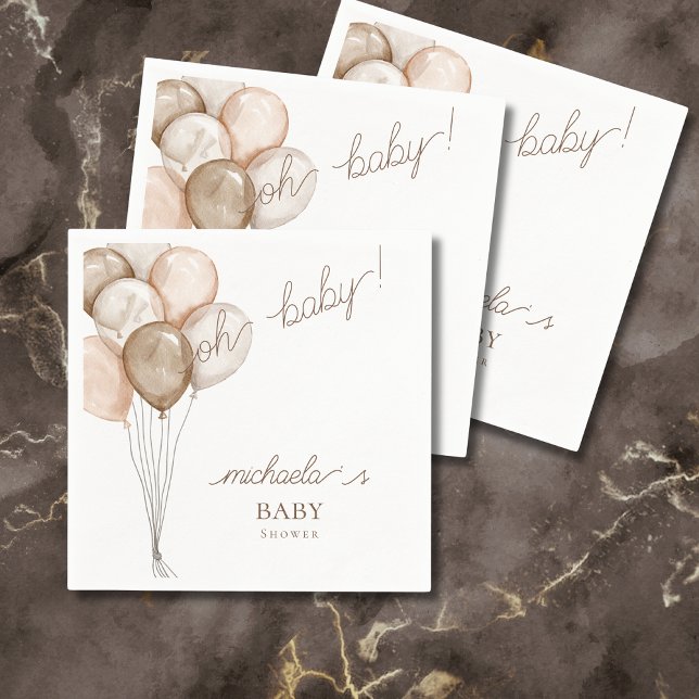 Oh Baby Balloons Boho Baby Shower  Napkins (Creator Uploaded)