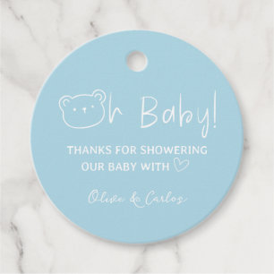 Oh Baby Bear and Heart Thank You Baby Shower Favor Tags